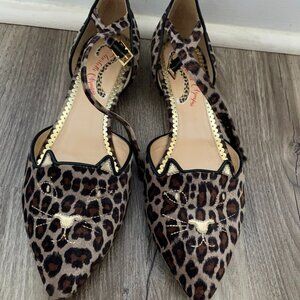 Charlotte Olympia Kitty Leopard D'orsay Flats